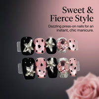 Nail Press Ons Reusable for Girls, Short Square False for Parties and Special Occasions, Artificial Pattern Design