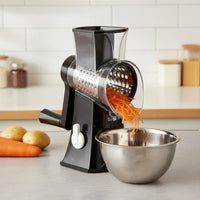 Effort Saving Rotary Vegetable Cutter Saves Time Multifunctional Drum Grater 3 Interchangeable Hand Crank Food Chopper Safe to Use for Meal Prep, Salad Making