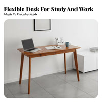 Small Space Friendly Writing Desk with Drawers Compact Design Writing Desk with 2 Drawers Multifunctional Study Table Easy to Assemble for Students, Teenagers, Teens, Bedroom, Dorm Room