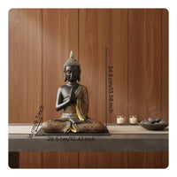 2 Pieces Thai Buddha Statue Gift Idea Buddha Statue Hand Painted for Restaurant