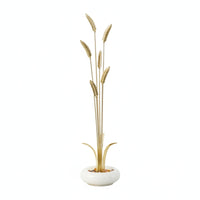 Brass Wheat Sculpture with Jade Bowl Light-Luxury Tabletop Ornament Slender