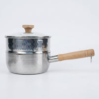 Instant Noodles Stainless Steel Pot with Steamer, Versatile Milk Pan and Pasta Pan for Electric Hobs, Stainless Steel Saucepan with Lid, 1 Pack