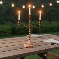 Vintage Metal Candelabra Ornamental Centerpiece Antique Bronze Candle Holder