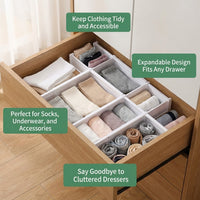 Adjustable Drawer Dividers for Kitchen, Home Organisation, Clothes Bedroom, Office Storage, Expandable Kitchen Drawer Organiser