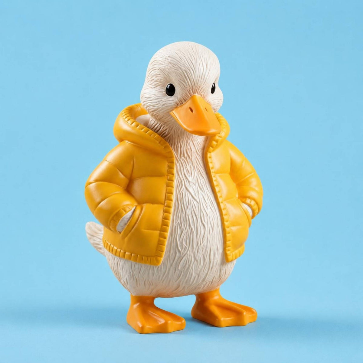 Hooded Duck Figurine Textured Adorable Duck Sculpture Freestanding Home Decor for Tabletop