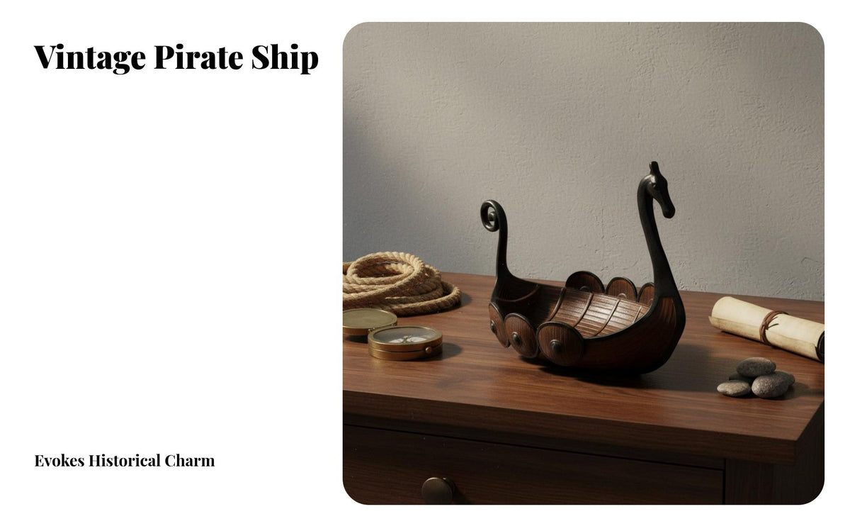 Boat Figurine Resin Model Nordic Ship Statue for History, Desktop