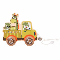 Wooden Toy Car Toddler Pull Along Toy Motor Skill Development Coordination Pretend Play Four Wheels Wooden Pull-Along Car for Early Learning
