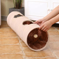 Foldable Cat Tunnel Bed with Soft Lining, Silent Rice White Cat Cave for Small Cats, 120cm Oxford Cloth Play Area with Hanging Attachment