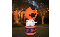 Inflatable Hot-Air Balloon Freestanding Pumpkin Inflatable with Ghosts Citrouille Gonflable Seasonal Gonflable d’Halloween