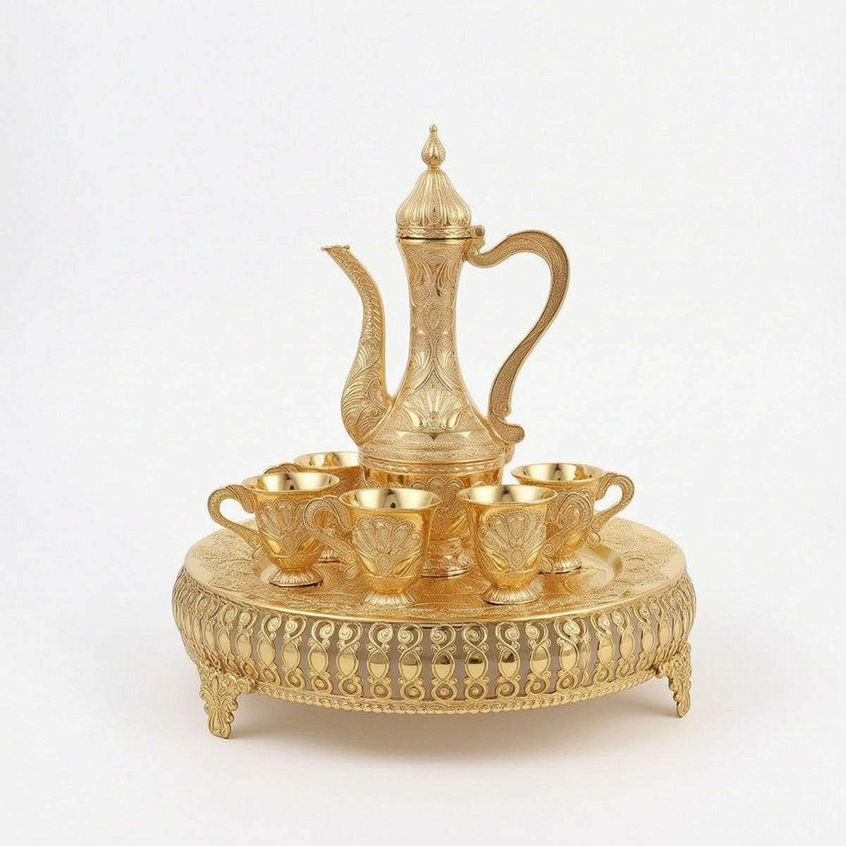 Tea Service with Tray Ornate Drinkware Polished for Collectors