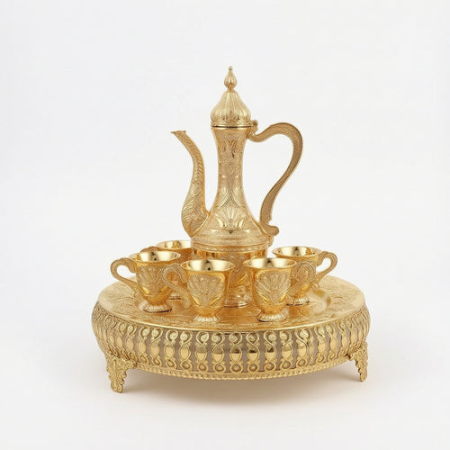 Tea Service with Tray Ornate Drinkware Polished for Collectors