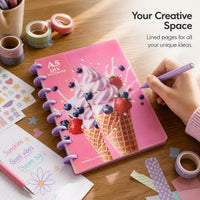 A5 Mushroom Hole Loose-Leaf Notebook with Decorative DIY Cover, Thickened Journal with Lined Pages, 80 Sheets