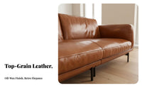 3-Seater Vintage Couch Genuine Leather 3-Seater Settee Top-Grain Cowhide Sofa for Apartment Dwellers, Homeowners, Lounge, film evenings, Office