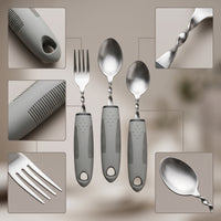 3 Pieces Adaptive Cutlery Set Flexible Utensils with Twistable Shaft for Elderly