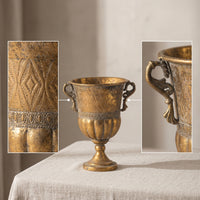 Urn Vase with Handles Vintage Metal Urn Vase Decorative for Home Stylists, Weddings, Table Tops