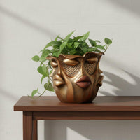Abstract Face Planter Resin Home Decor Rounded Body