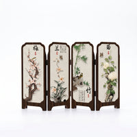 Tabletop Folding Screen Ebony finishTone House Decoration Printed Artwork