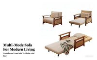 Folding Armchair Bed Sturdy Wood Frame Fold-Foldable Sleeper Chair Foldable Versatile for Apartment Dwellers, Adults