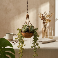 Light Bulb Planter Rusted Finish Overhead Plant Hanger Hook Stylish Decor Piece