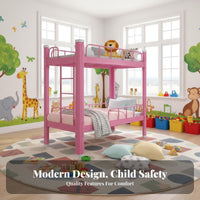 1 Metal Bunk Bed with Full Length Guardrails Steel Frame Durable Construction Space-saving Design Suitable for Children Dorm Room Apartment Students Daycare