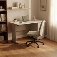 Metal Office Desk with Locking Drawers Wide Desktop Steel Computer Desk Built-in Cable Management Single Person Workstation with Storage for Dorm Room