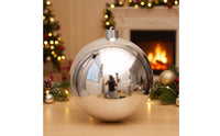 Reflective Mirrored Ornament Ball Shiny Spherical Ornament with Hanging Loop Silver Christmas Tree Baubles Glossy for Holiday Decor, Mantel Display, Table Centerpiece