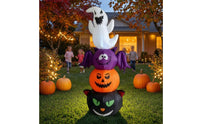 Illuminated Stacked Inflatable Character Lighted Inflatable with LED Lights Tall Decoration Outdoor for Yard, Lawn, Porch