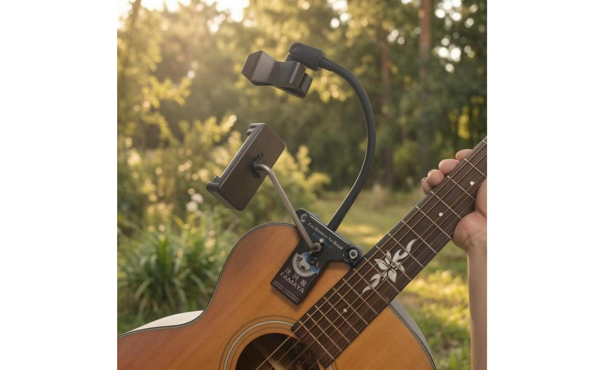Handshands-off Busking Mic Bracket Adjustable Clamp Guitar Vocal Pickup Stand Portable Guitar Mic Holder Multi-Function for Buskers, Street Performers