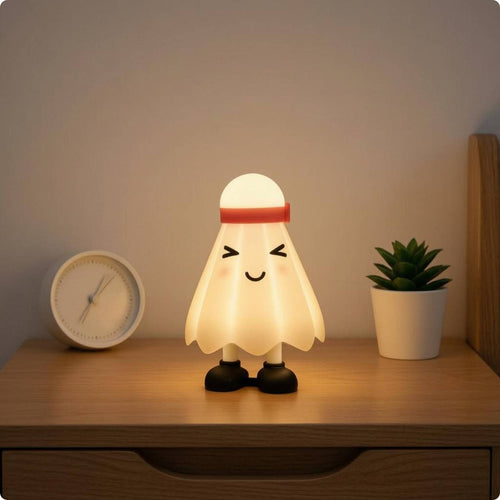 Badminton Night Light ABS Plastic Cartoon Face Lamp Portable for Bedside Table