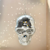 Skull Disco Ball Glittering Skeleton Head Decor Retro Glam