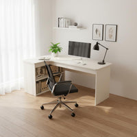 Simple Design Writing Desk with Shelves Multi-Functional Workstation with Storage Shelves Space Saving Study Table Sturdy Construction for Students