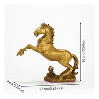 Brass Horse Figurine Gold-Toned Standing Horse Ornament Shiny for Tabletop