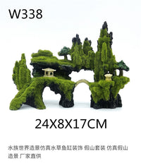 Aquarium Decoration Simulated Water Plants and Rockery Set