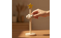 Scrunchie Stand with Star Topper Wooden Scrunchie Holder Stand Upright Hair Tie Organizer for Girls