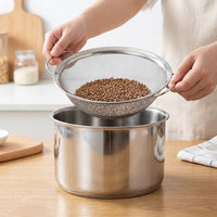 Stainless Steel Colander and Basin Set with Lid, 1mm Fine Mesh Rice Colander and Vegetable Strainer, Washing Rice Tool for Home Cooking Food Prep