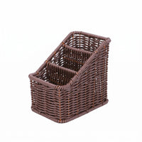 Desktop Storage Basket Sturdy Rim Woven Desktop Basket Rectangular for Kitchen