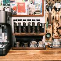Wooden Coffee Bar Storage Rack with Test Tube Containers