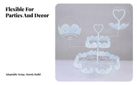 Light Light Blue Two-Tier Cupcake Stand Food Heart-Safe Handle Cupcake Stand Reusable Dessert Display Display Lightweight for Wedding
