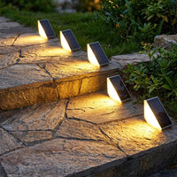 Garden Lights and Outdoor Lights for Solar Lights, 6 Pack of Fence Lights and Stair Lights, Triangular 12 LED Driveway Lights Garden Solar, IP65