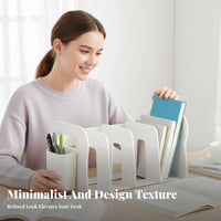 Partitioned Book Rack with Pen Holder Multifunctional for Distant Workers