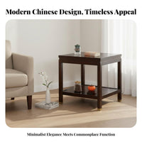 Dual-Level Square Table Minimalist Design 2-Tier Square Table Multi-Functional Sturdy and Long-Lasting for Interior Decorators