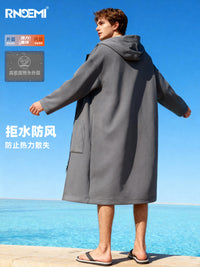 RNOEMI儿童游泳训练保暖专用浴袍专业斗篷成人外套浴巾冬训大衣