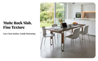 Sintered Stone Top Rectangular Wood-Leg Table German Modernist Inspired Dining Room Furniture Nordic Design mid-centuryera Modern design for Families, Homeowners, partners, Kitchen, Home, Restaurant