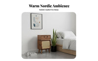 Robot-Shaped Side Table Rattan Drawer Front Multi-Compartment Side Cabinet