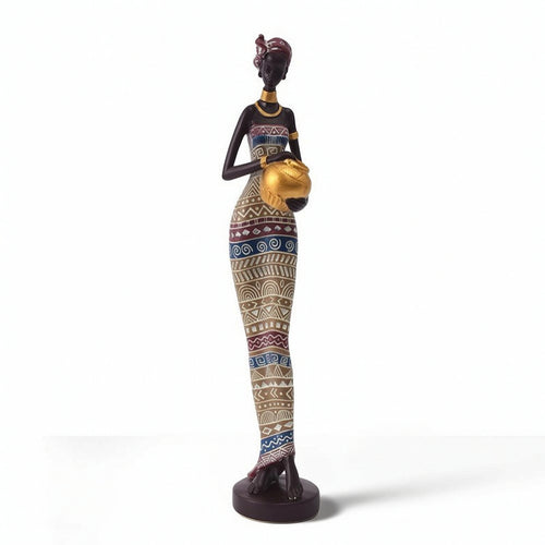 Figurine with Vessel Detailed Female Figurine Artistic for Living Room