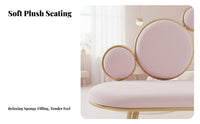 Modern Nordic Design Bubble Backrest Settee Gold-Tone Frame Upholstered Settee Curved Profile Loveseat Soft Upholstery for Young Women, Apartment Dwellers, Homeowners, Bedroom, Living Room, Entryway, Office