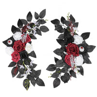 Gothic Sign with Artificial Flowers Floral Spooky Plaque Decorative for Entryway