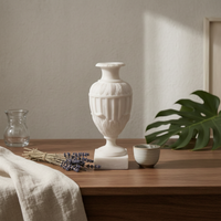 Sculptural Vase Cream Flower Vase Heavyweight for Mantel, Interior Designers