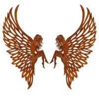 Angel Avian Forms Wall Artistic Metal Angelic Avian Forms Weathered Finish Rust Brown