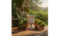 Roman Column Planter Ornate Design Plant Pot Weathered Look for Entryway